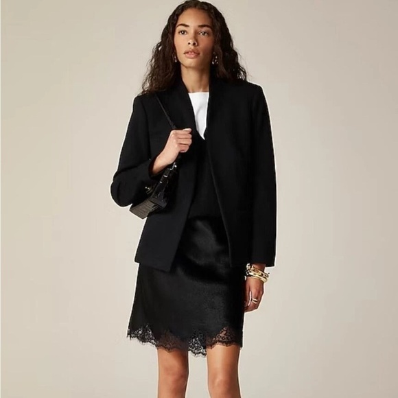 NEW! J.Crew Going-out Blazer Open Front Twill Black SZ 12 - Picture 2 of 16